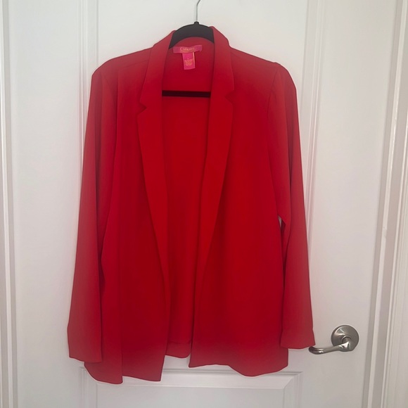 Red long sleeve blazer size L - Picture 2 of 5